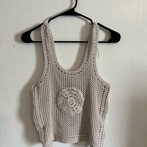Beige Crochet Tank Top